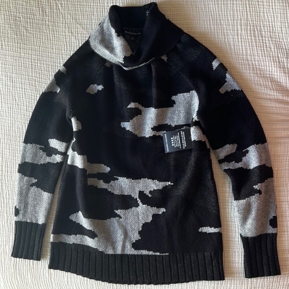 Boston Proper Black & Gray Soft Sweater Turtleneck